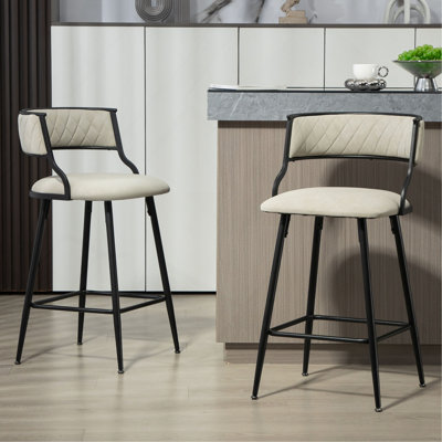 SET OF 2,Counter Height Bar Stools Corduroy Kitchen Island Counter Bar Stool With Back,Golden Chromed Base And Footrest