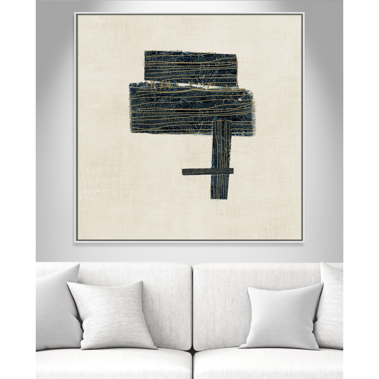 Copeland "Stitched I" Print, 46.5" H x 46.5" W, White