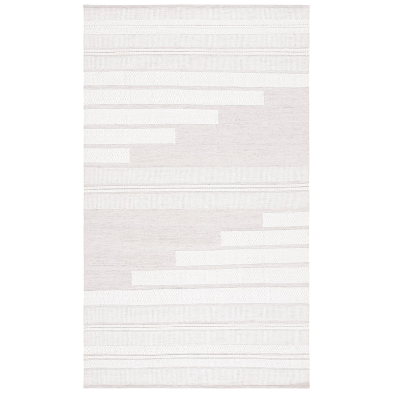 Ivory and Beige Handmade Flatweave Kilim Rug