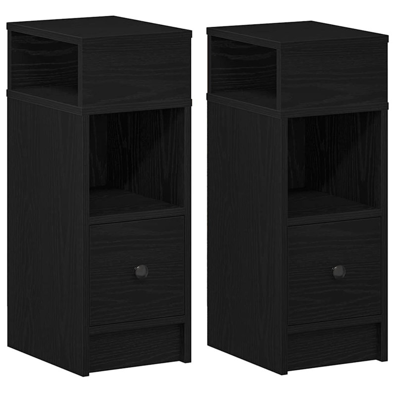 Rozario 25cm W Manufactured Wood Bedside Table, 2, Black