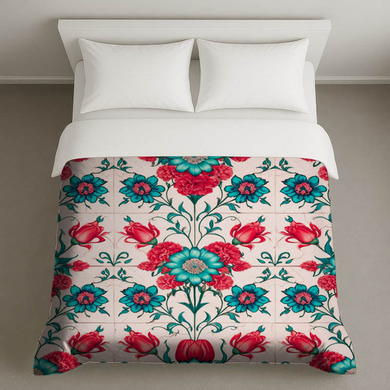 Housses de couette à motif floral et botanique, Très grand lit
