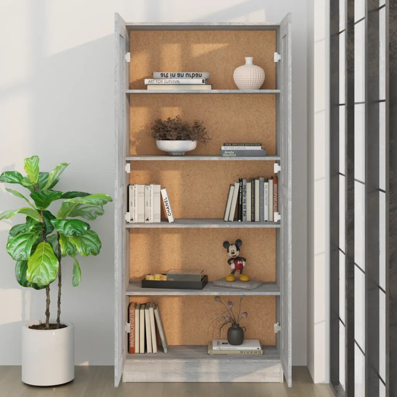 Lenhardt 185.5cm H x 82.5cm W Barister Bookcase, Grey