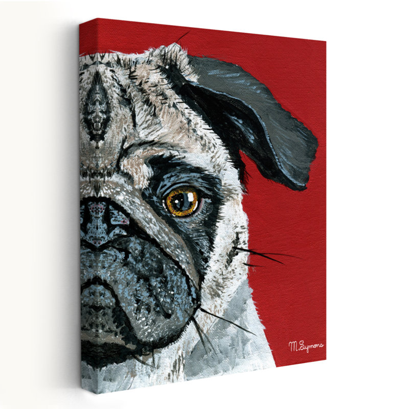 Carlin, art contemporain, chiens, carlin, H 24 po x l 16 po