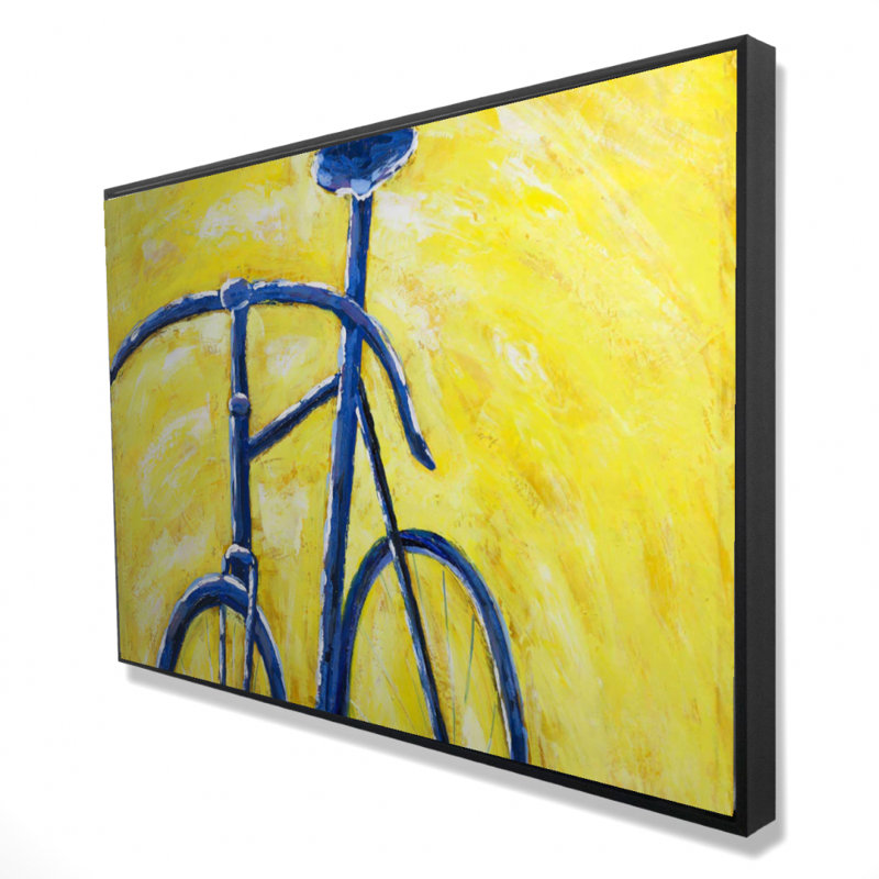 "Vélo bleu sur fond jaune" sur toile