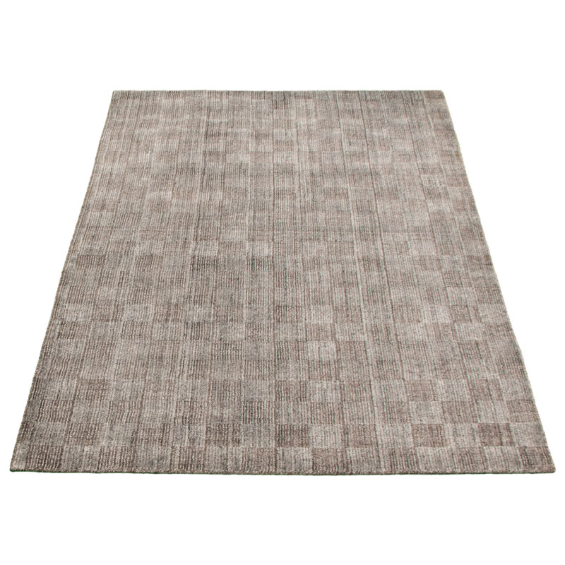 Tapis gris géométrique fait à la main Dhurrie