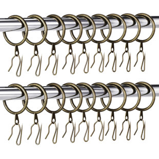 60 Pieces 1.26 Inch Metal Drapery Curtain Rings Curtain Hanging Rings And 60 Pieces Metal Drapery Pin Hooks,Champagne Gold