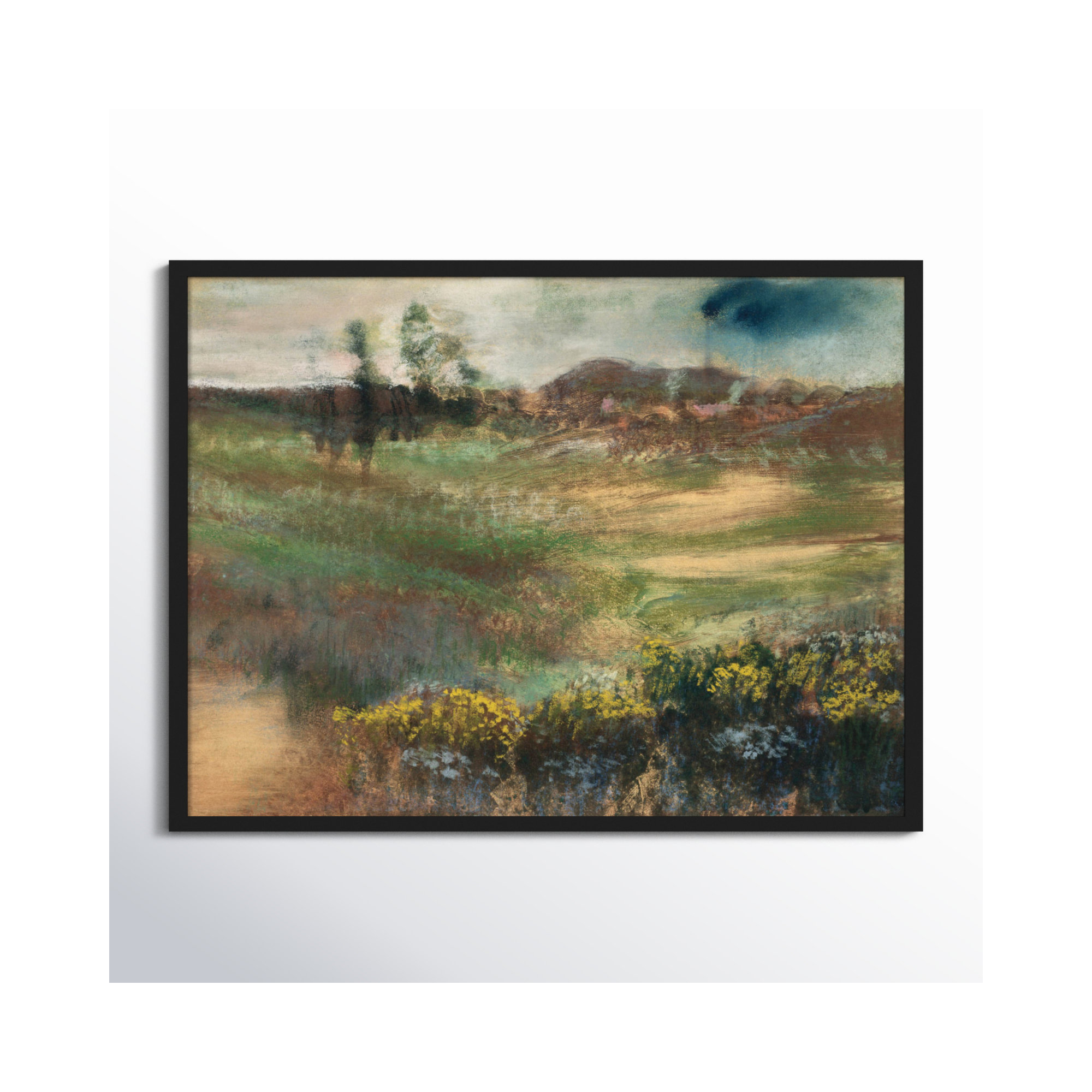 Edgar Degas's Landscape With Smokestacks 1890 by The Art Institute Of Chicago, Black Framed, 25" H x 33" W