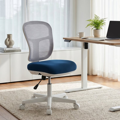 Small Armless Office Chair, Swivel Desk Chair with Mesh Back & Padded Seat, Space-Saving Modern Task Chair for Compact office