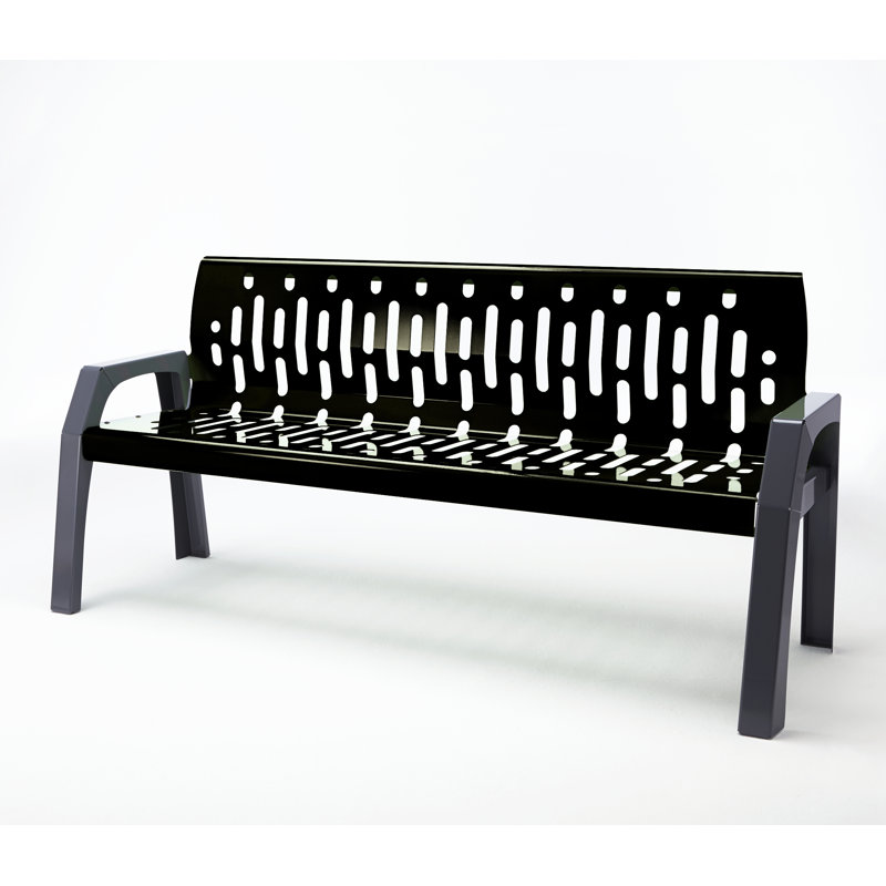 Banc de parc en acier Stream, Noir, H 34 po x l 72 po x P 25 po