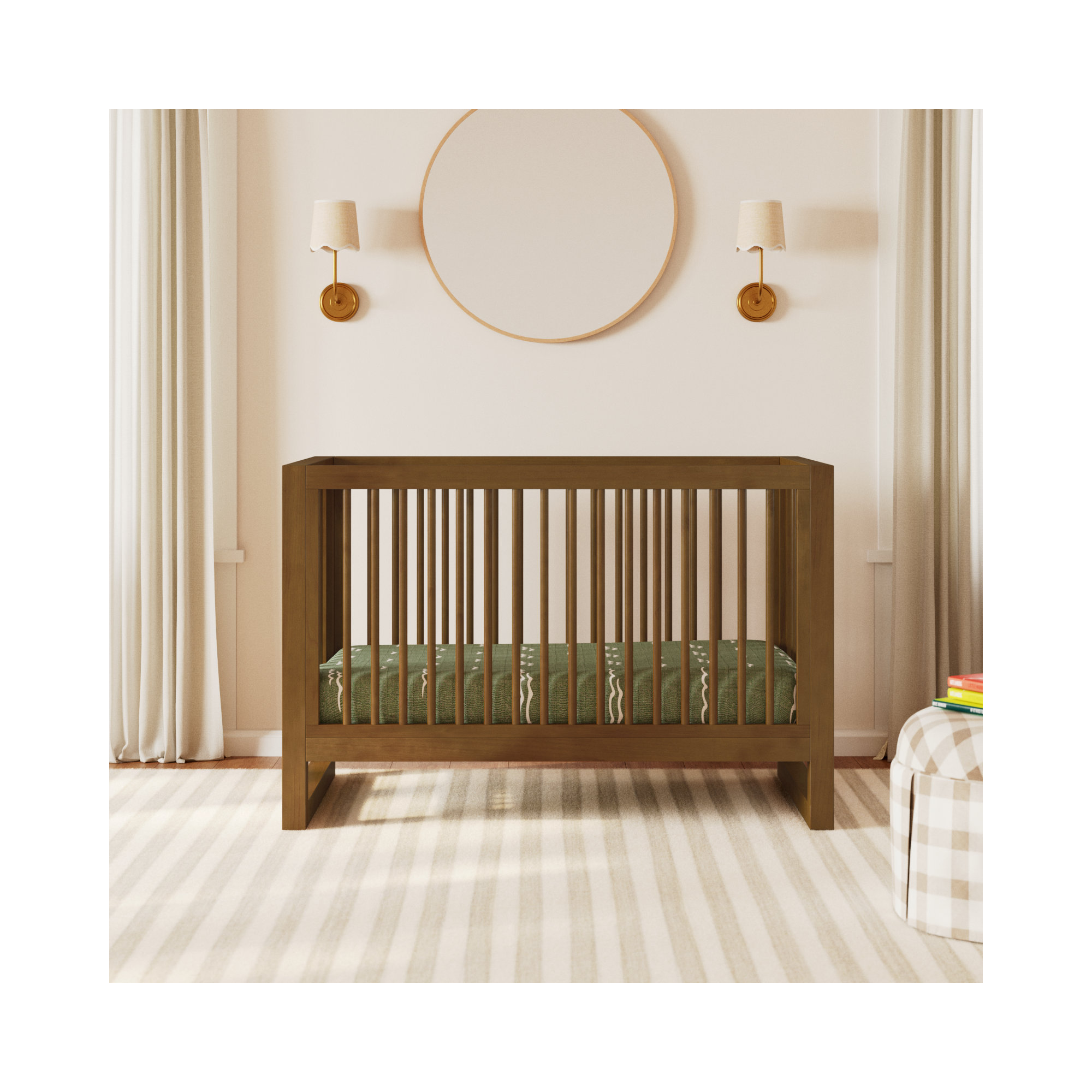 Nantucket Greenguard Gold Certified 3 -in-1 Convertible Crib, Natural Walnut