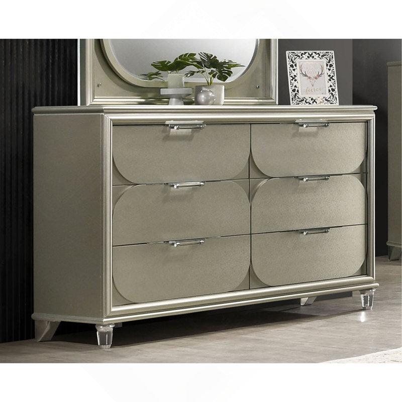 Panneaux embossés contemporains en acrylique avec commode et commode 1 pièce Contemporary