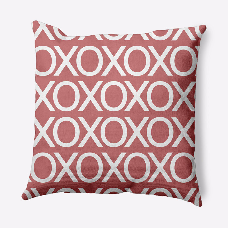 Valentine's Day Outdoor Reversible Throw Pillow, 16" x 16", Coral