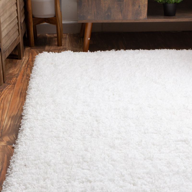 Tapis blanc à poils longs Ambriz, Rectangle 5 pi x 7 pi