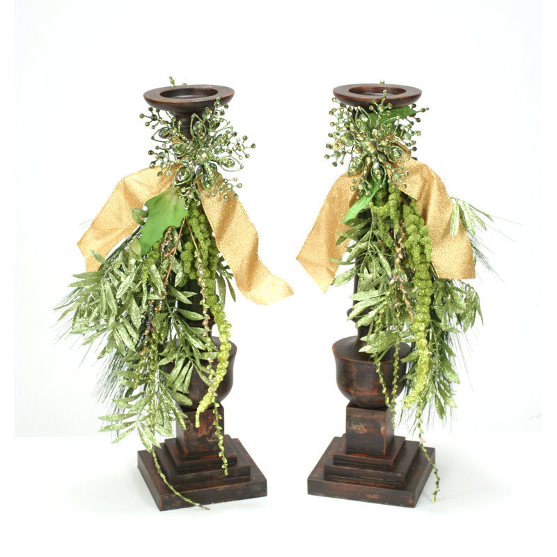 24'' H Wood Tabletop Candlestick