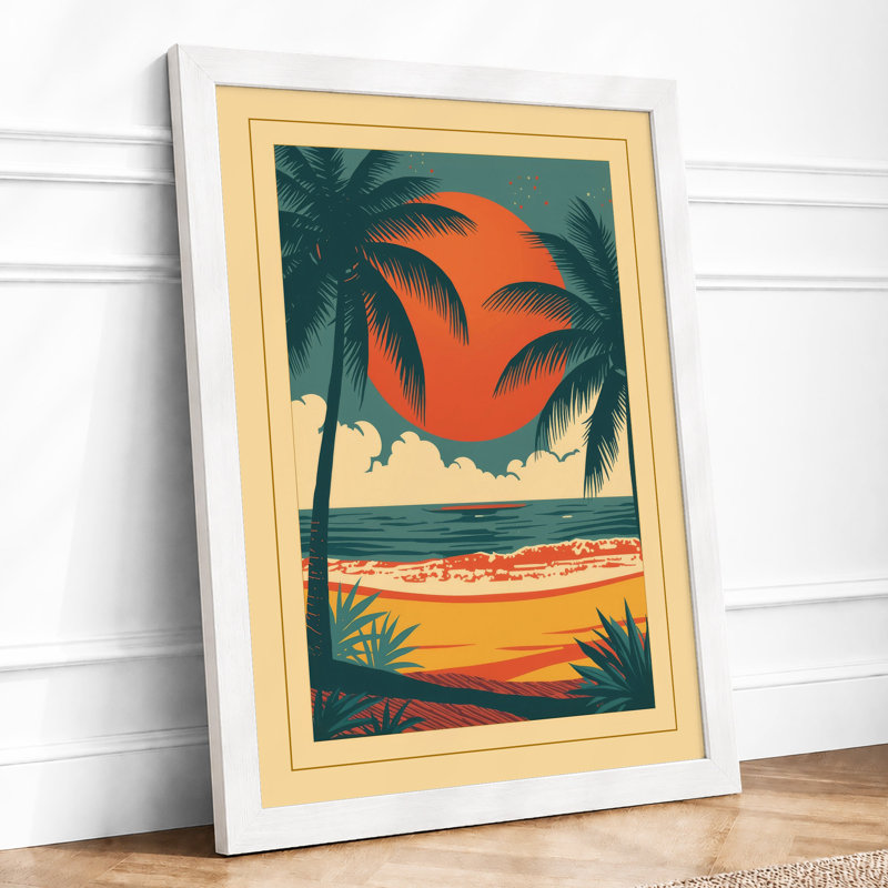 Sunset Diptych Tropical - Print, A2 - 59.4 x 42.0 cm, White