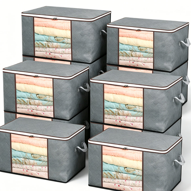 6Pcs Clothes Storage, Foldable Blanket Storage Bag 60*40*35Cm, 6