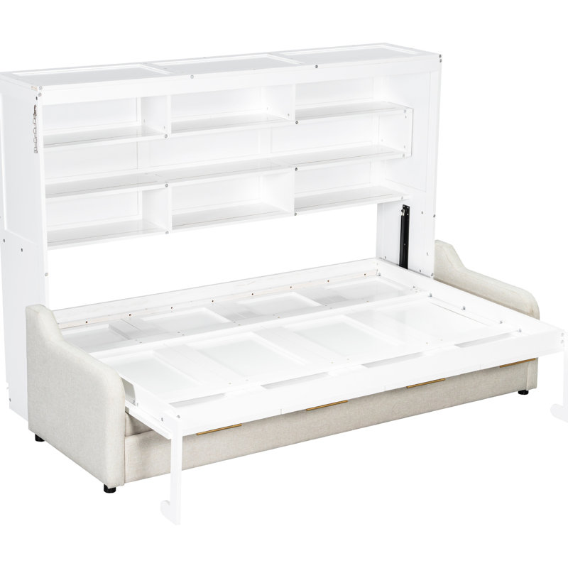 Ensemble de lit escamotable Hideaway avec canapé, tablettes de rangement intégrées et éclairage DEL, Double
