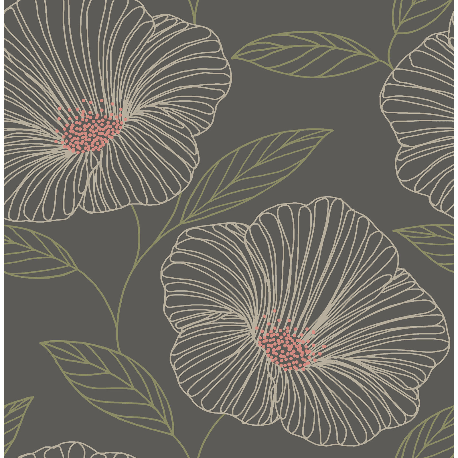 Mistral Mythic Floral Wallpaper Sample, Gray