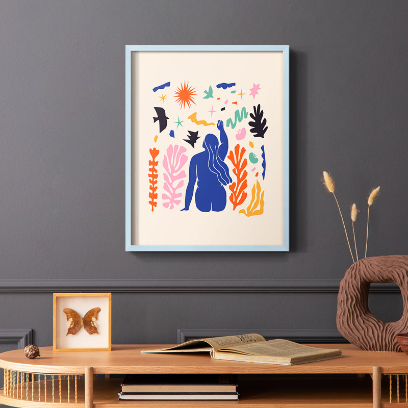 Matisse CDXLVI Framed Print - Solid Wood, Blue Single Picture Framed, 10" H x 8" W