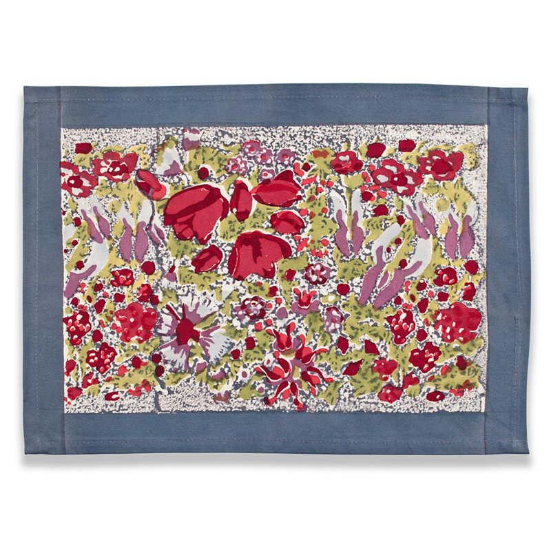 Napperon en coton 18 po Leana, Rouge / Gris
