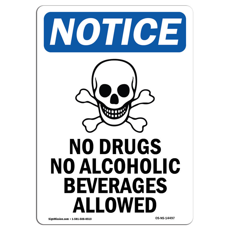 «No Drugs No Alcoic» avec symbole