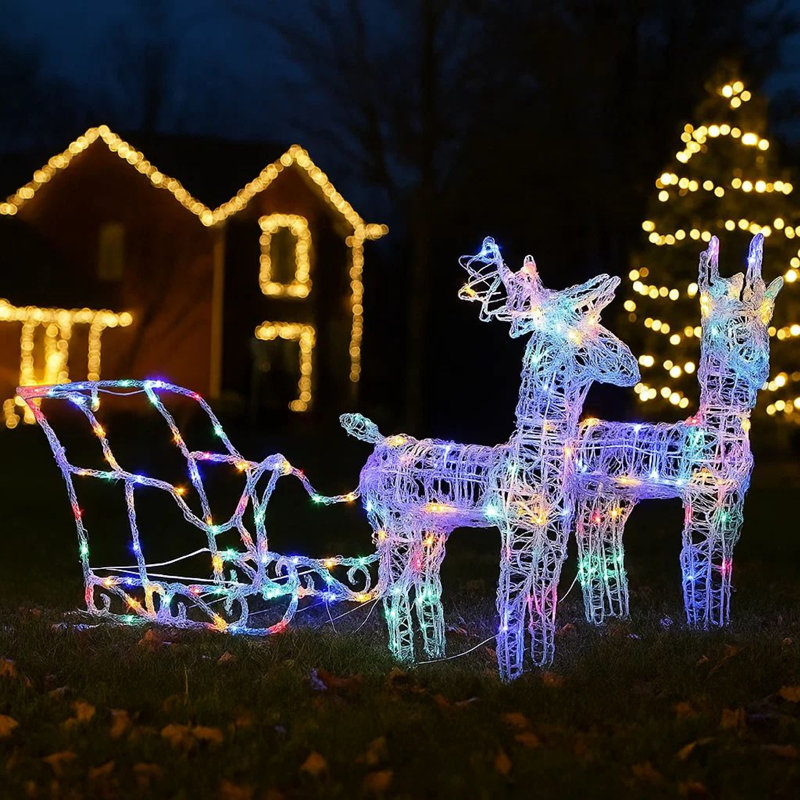 2 pièces d'extérieur, décoration de Noël, 160 Leds multicolores
