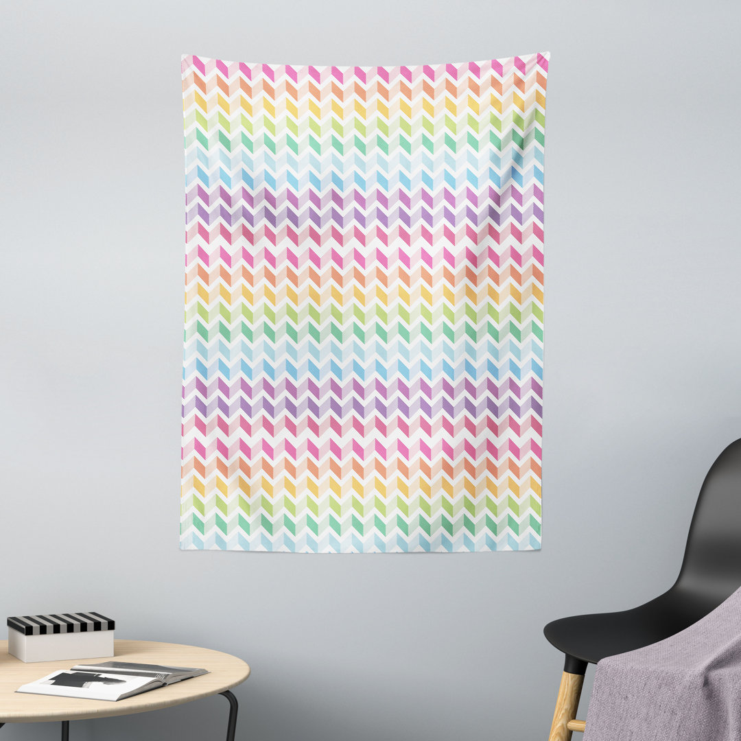 Wandteppich, Pastellfarbener Regenbogenton Chevrons, Multicolor