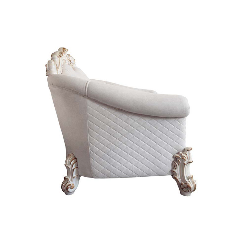 Vendome II Gray Tufted Fabric Loveseat with Nailhead Trim