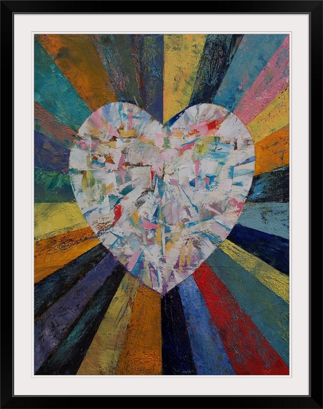 «Anjlee Diamond Heart» par Michael Creese, reproduction d'art, Cadre noir, l 44 po x P 35 po x H 1 po