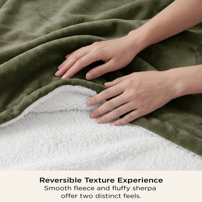 Bedsure GentleSoft™ Sherpa Blanket – Thick All-Season Warm Bed Blanket – Ideal Gift for College Students, Olive Green