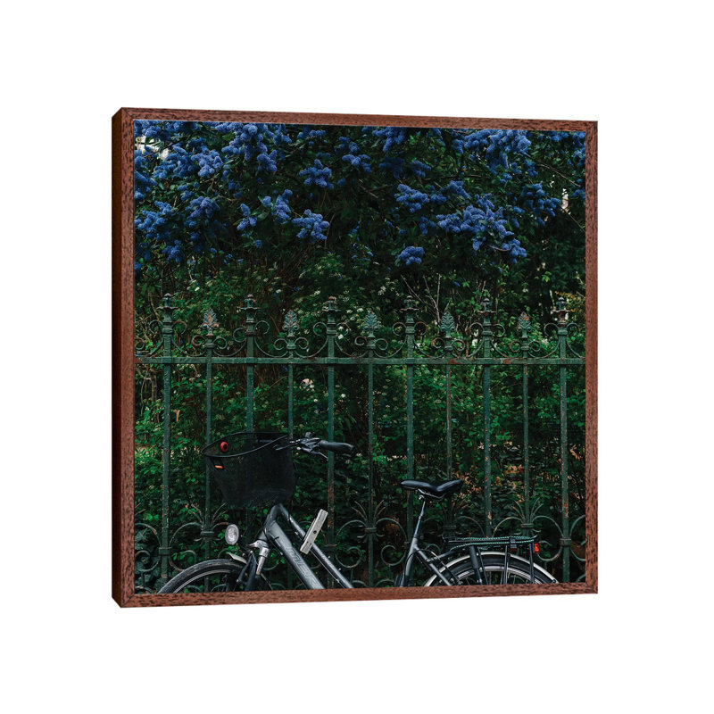 Paris Bicycle by Bethany Young - Print on Canvas, Classic Brown Wood Framed, 45.72cm H x 45.72cm W x 3.81cm D
