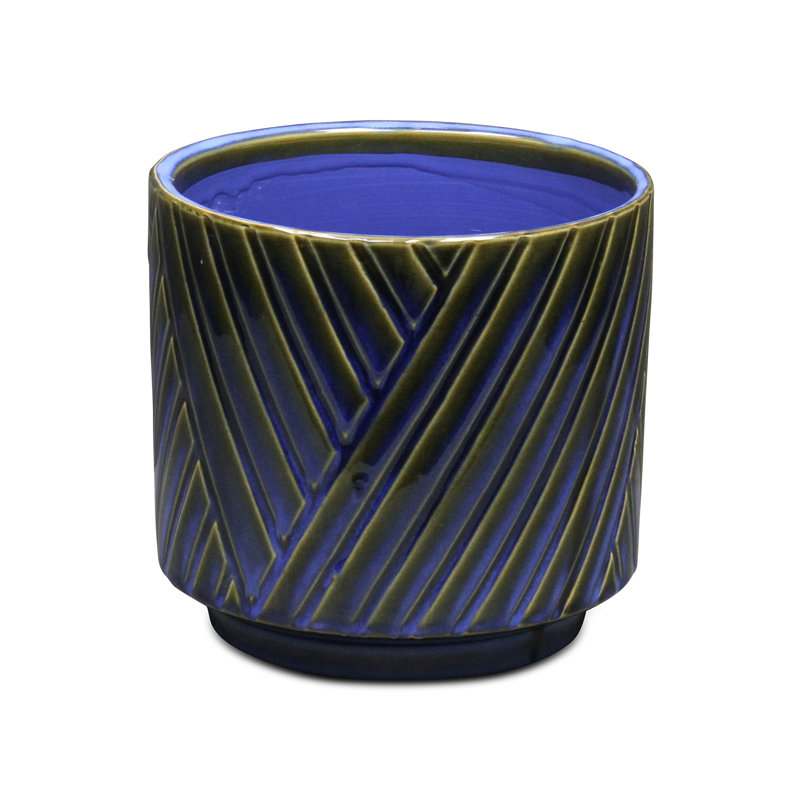 Kettering Handmade Ceramic Pot Planter, 6.5" H x 7" W x 7" D, Blue