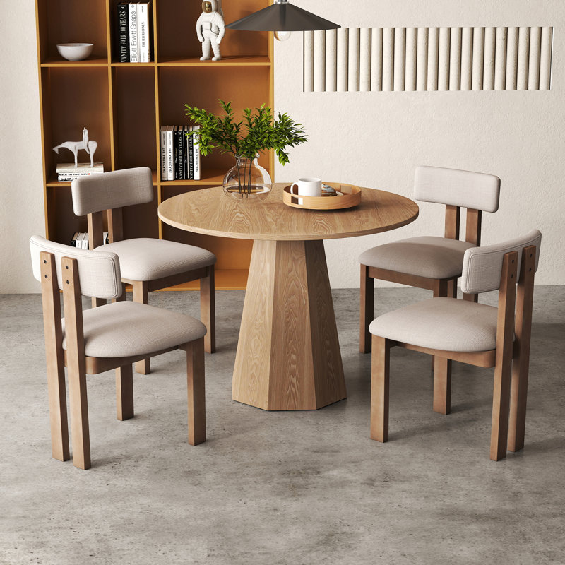 Ensemble de salle à manger 5 pièces Mid-Century moderne en bois et chaises rembourrées pour la maison, la cuisine, la salle à manger