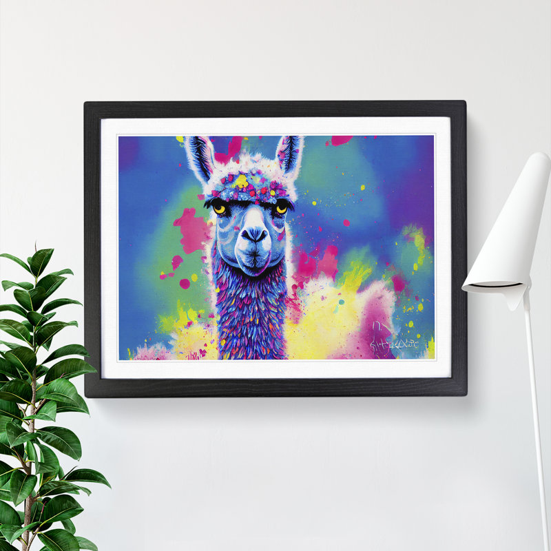 Llama Splash Vol.1 Abstract - Single Picture Frame Print, 34cm H x 46cm W, Black