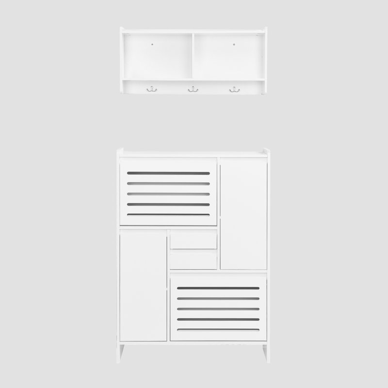 Hall Tree 31.5'' Wide with Shoe Storage, White