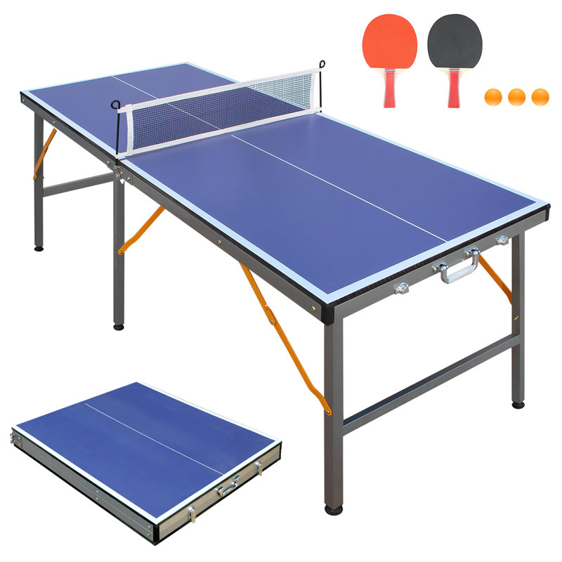 Mid-Size Table Tennis Table Foldable & Portable Ping Pong Table Set for Indoor Games with Net