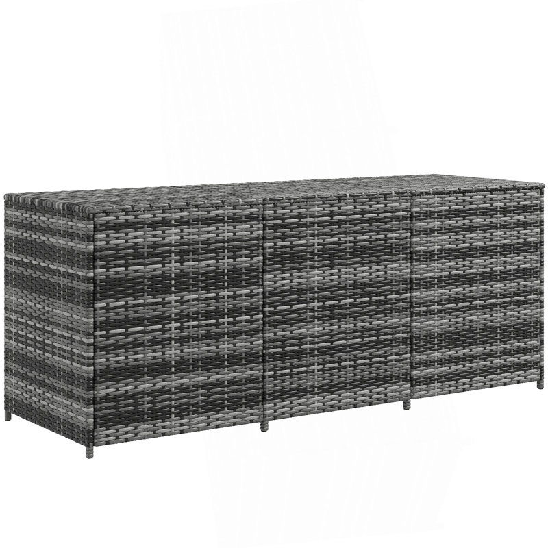 175 Gallon Outdoor Storage Box With Inner Liner, PE Rattan Wicker Deck Box With Pneumatic Bar Lift For Indoor & Outdoor Storage, Patio Furniture Cushions, Pool Toys, Garden Tools