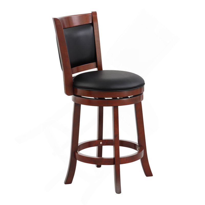 Chaise confortable à hauteur de comptoir avec revêtement en cerisier foncé 1 pièce