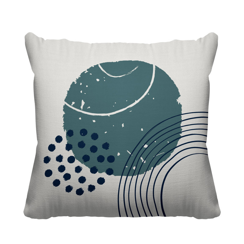 Coussin décoratif intérieur / extérieur Aida Minimalist, L 15 po x H 15 po, Turquoise / bleu marine