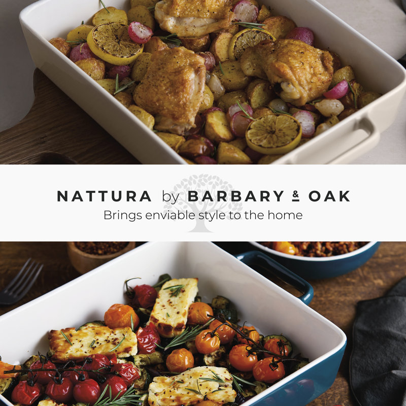 Barbary & Oak Nattura Rectangle Stoneware Casserole Bakeware, Cashmere