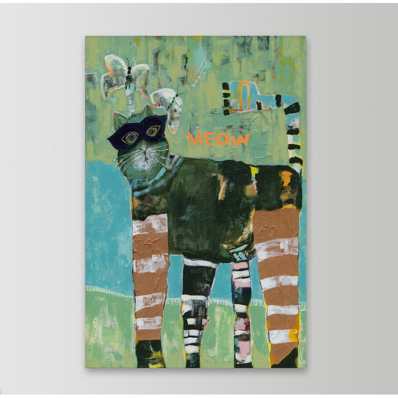 Meow Cat Burglar 1 Piece Wrapped Canvas Wall Art, 152cm H x 101cm W x 3.81cm D