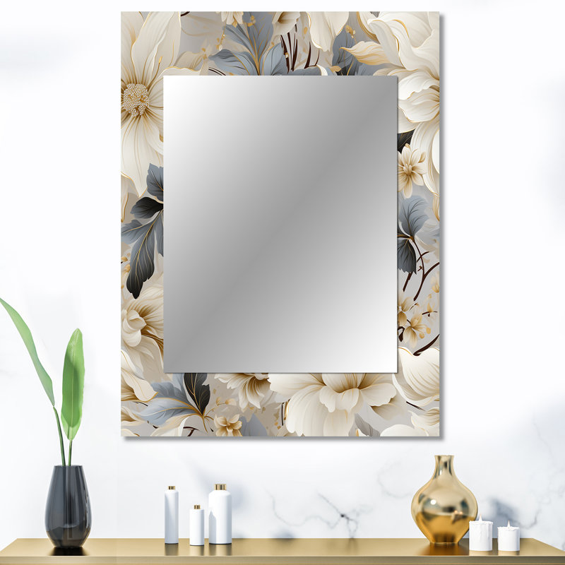 Huber Urban Victorian Splendor Victorian Pattern - Floral Unique Wall Mirror, Floral Mirror, Printed Metal Art, 40" x 30"