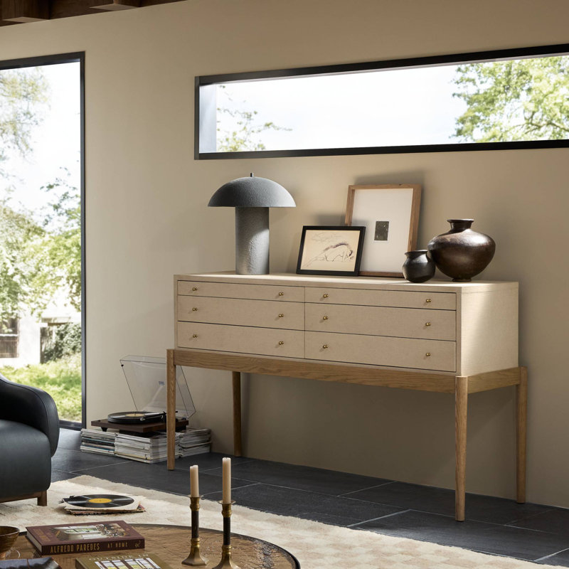 Tarres Console Table-Beige Painted Linen