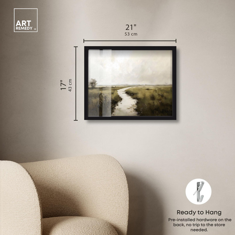 «Grassline Reflections Shadowbox Print» par Art Remedy, Noir, H 17 po x l 21 po
