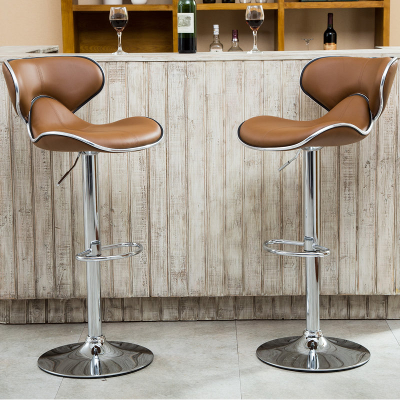 Leopoldo Swivel Upholstered Adjustable with Metal Frame, Camel