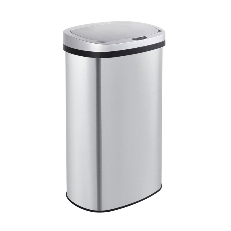 Silver Stainless Steel Touchless Motion Sensor Trash Can, 15.85 Gallon