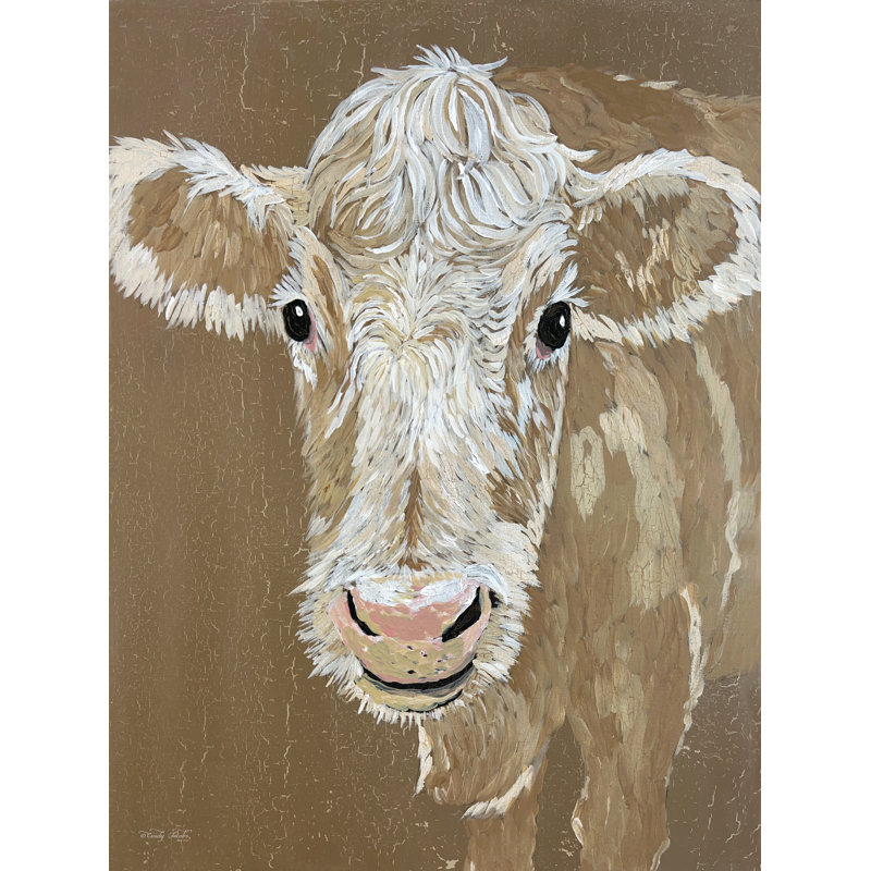 «Country Cow II» sur toile, H 12 po x l 8 po x P 1,25 po