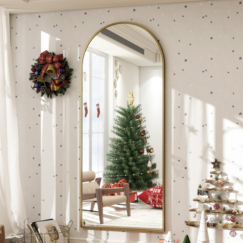 Miroirs muraux surdimensionnés arqués, Doré, 64 po x 21 po