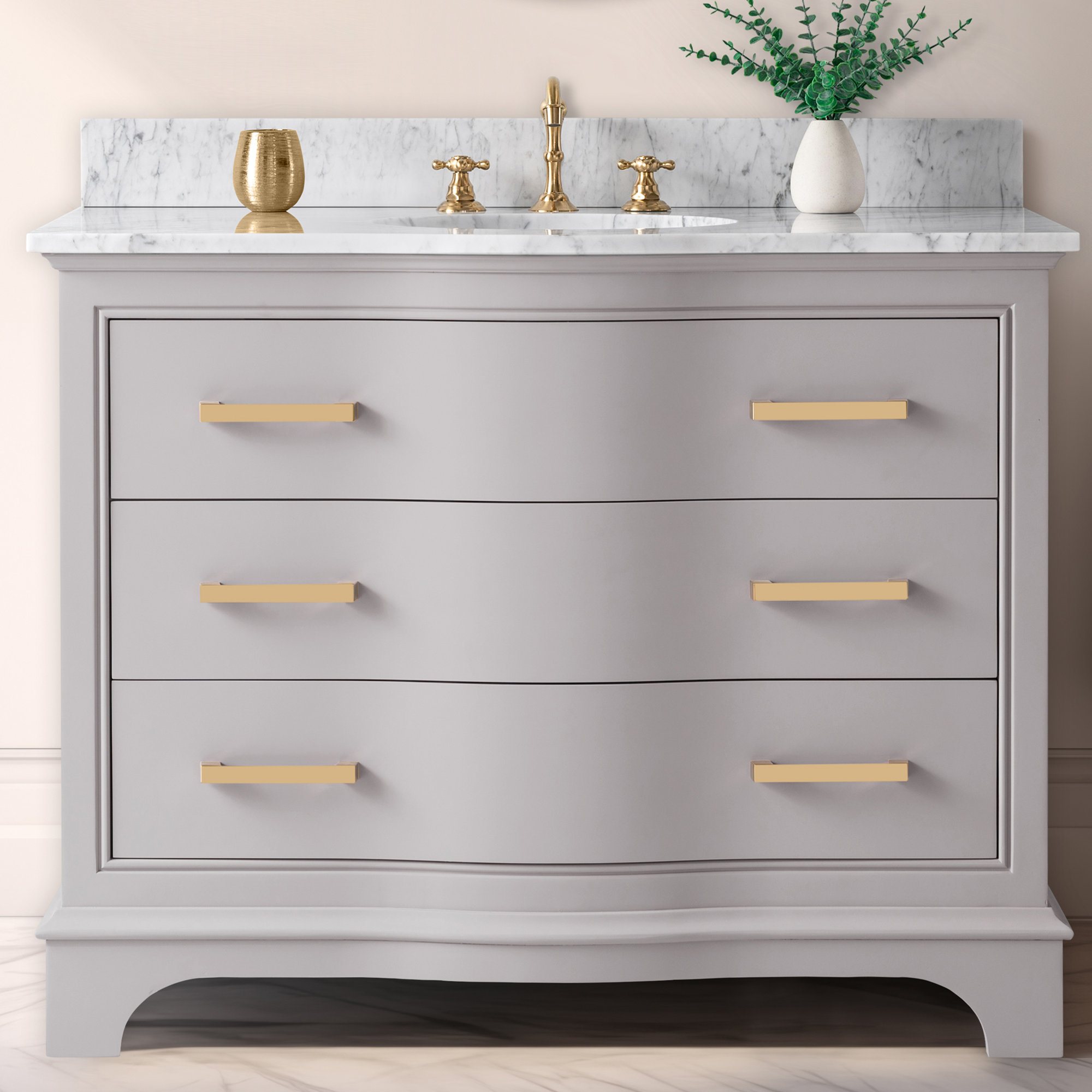 Goleta 42" Single bathroom Vanity with Marble Top, Taupe/Brushed Gold