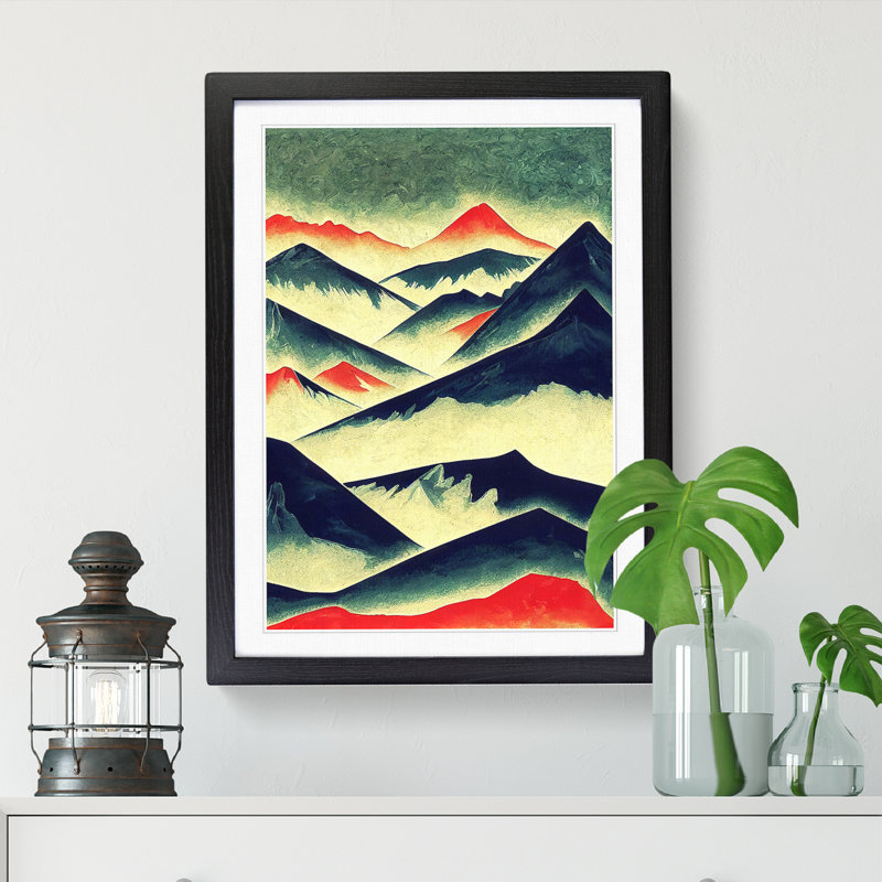 Mountain Painting - Picture Frame Print, 34cm H x 25cm W, Walnut